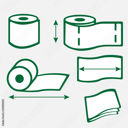 Toilet paper roll icons with arrows
