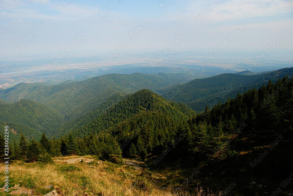 Panorama of Carpathians, Fagaras Mountains of Transylvania, Romania
