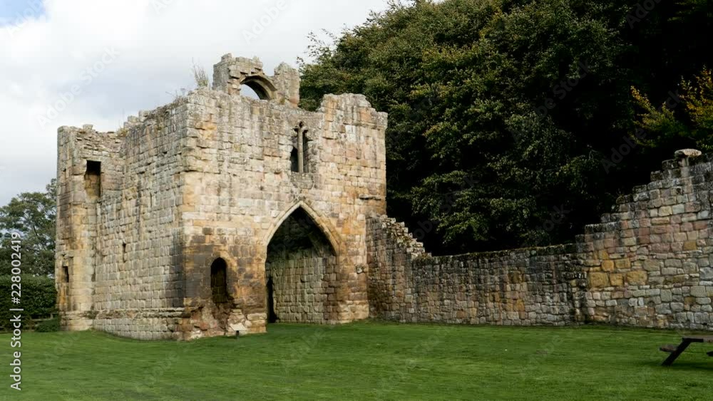 Zoom in-Gate House historic ruins at the exterior of the Etal Castle-England Zoom in-Gate House historic ruins at the exterior of the Etal Castle-England