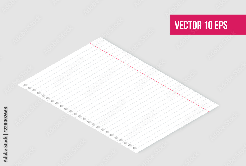 Isometric blank white paper, note paper isolated on background. Vector illustration. Isometric blank white paper, note paper isolated on background. Vector illustration.