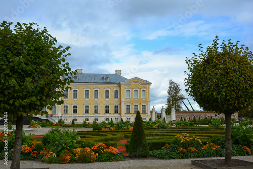 Baroque castle with ornamental gardens. Rundale Palace in  Latvia. © iryna_l
