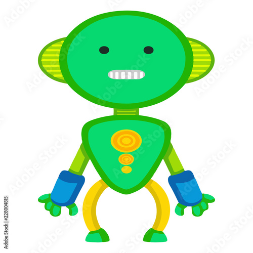 Vector colored robot in cartoon style. Isolated vector robot in a white background.