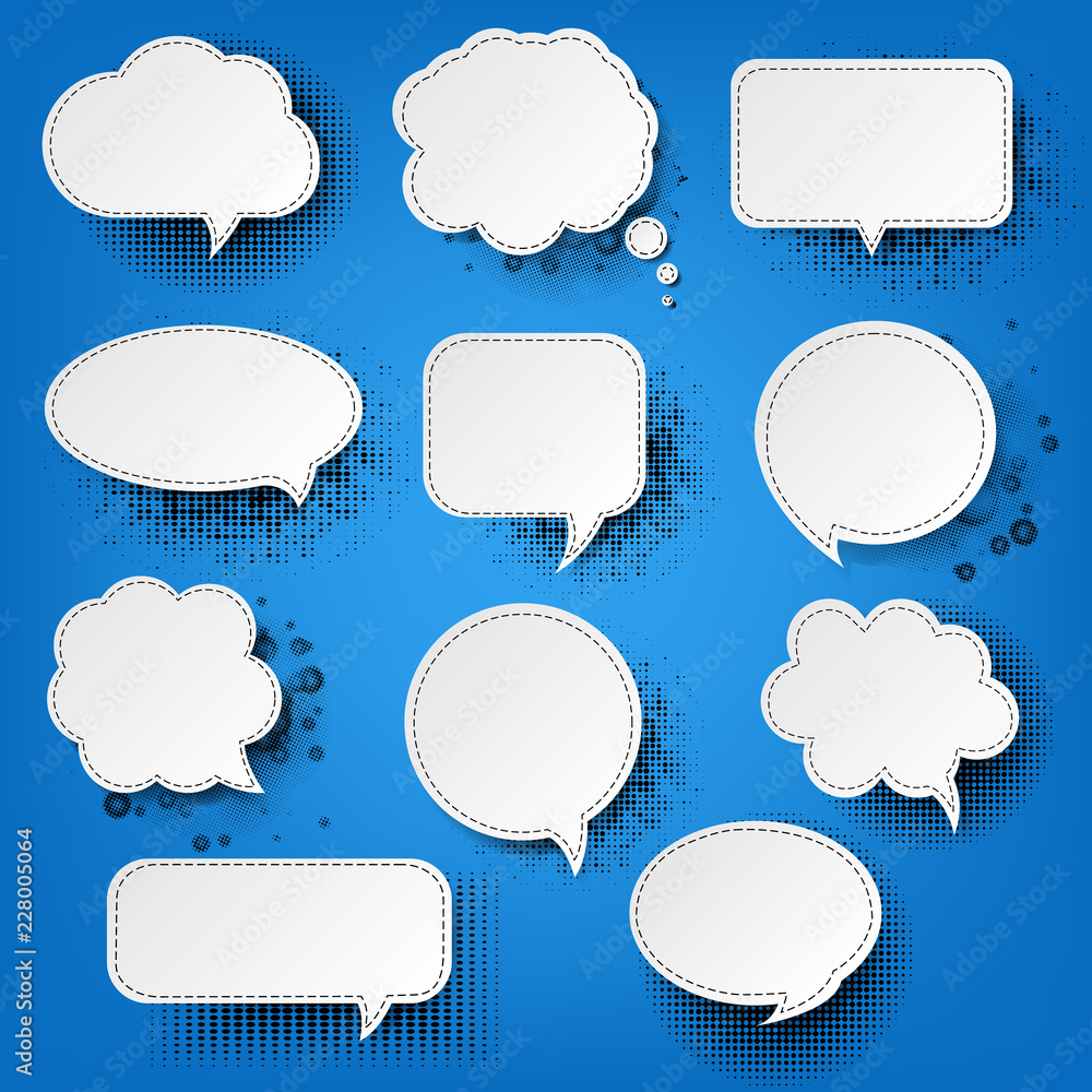 Retro Speech Bubble With Blue Background