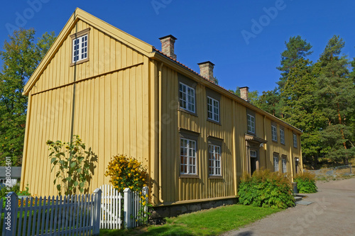 Yellow wooden house, Norsk folkemuseum, Norwegian Museum of Cultural History, Bygdoy, Oslo, Norway © Milan