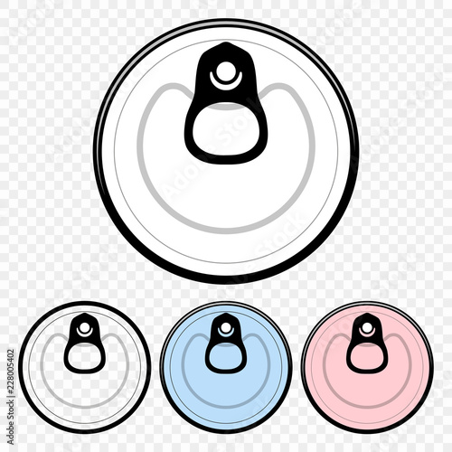 Ring of the can to open of food. Element aluminum cans. Vector illustration. The view from the top. Transparent background.