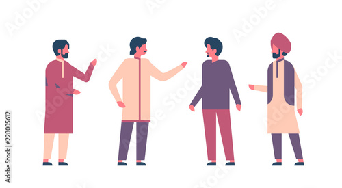 indian man group wearing national traditional clothes hindu men celebration concept male cartoon character full length isolated horizontal flat vector illustration