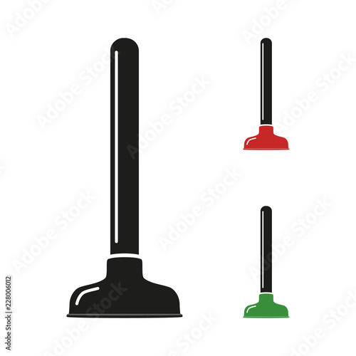 Plunger. Plumbing device for cleaning the pipeline, sewer blockages, toilet. Vector illustration on isolated background. Flat style.