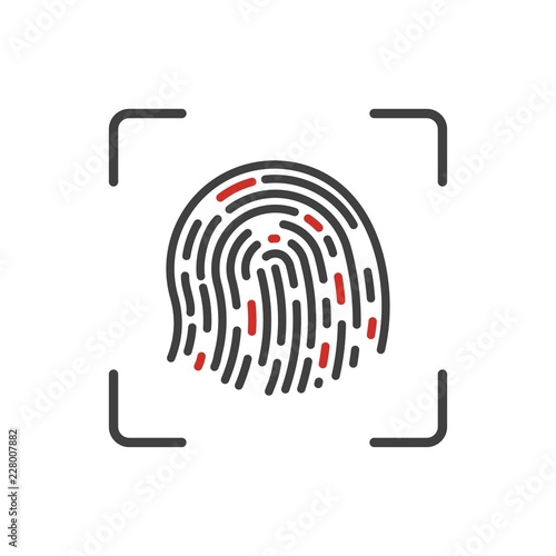 Finger print scanning process vector icon. Abstract Fingerprint isolated logo on white background