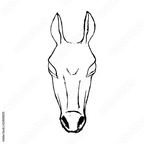 Hand drawn sketch style horse. Illustration isolated on white background.