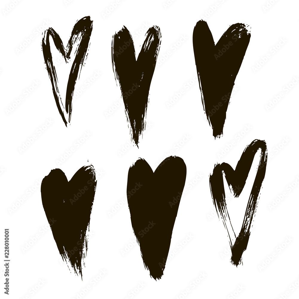 ink hearts set on white background ink hearts set on white background