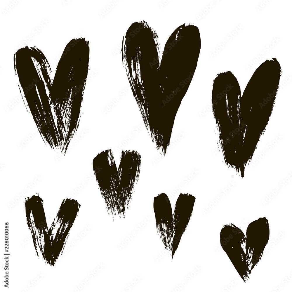set of hearts ink brush set of hearts ink brush