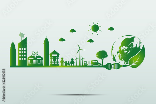 Energy ideas save the world concept Power plug green ecology