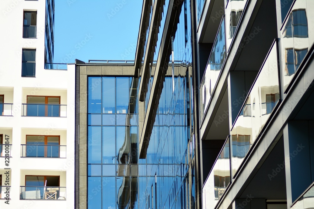 Facade of new residential building Facade of new residential building