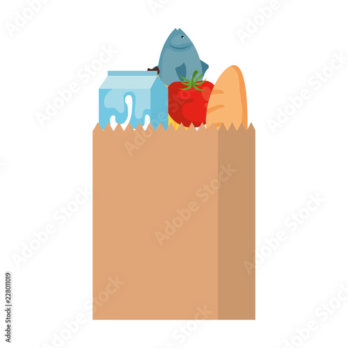 supermarket shopping bag with groceries