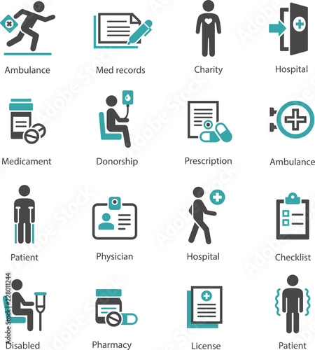 Set of medical symbols