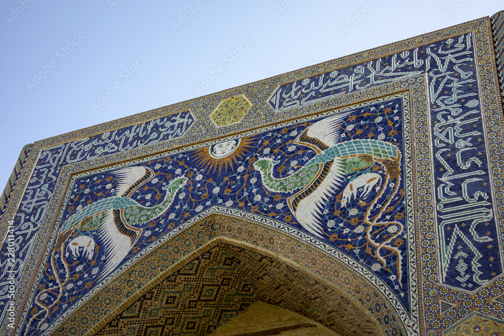 Details of tile of Abdul Aziz Khan Madrasa, Bukhara, Uzbekistan