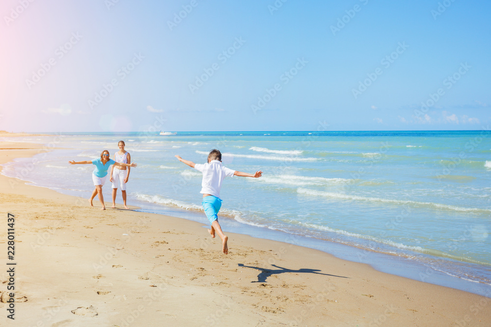 Happy family having fun in the summer leisure Happy family having fun in the summer leisure