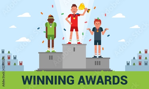Winning awards vector illustration of a flat design