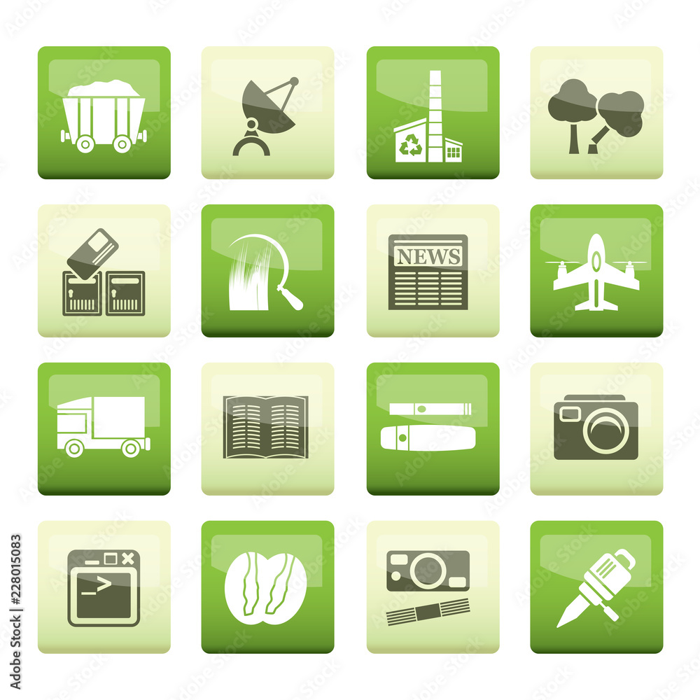 Business and industry icons over green background - Vector Icon set Business and industry icons over green background - Vector Icon set