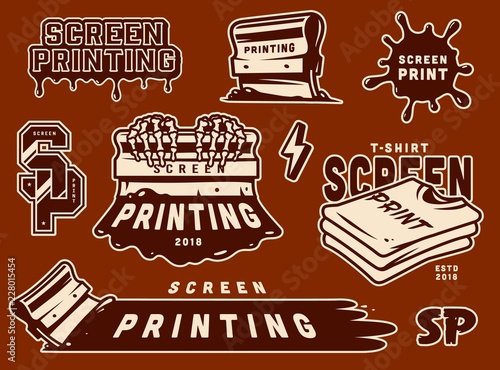 Vintage screen printing elements collection