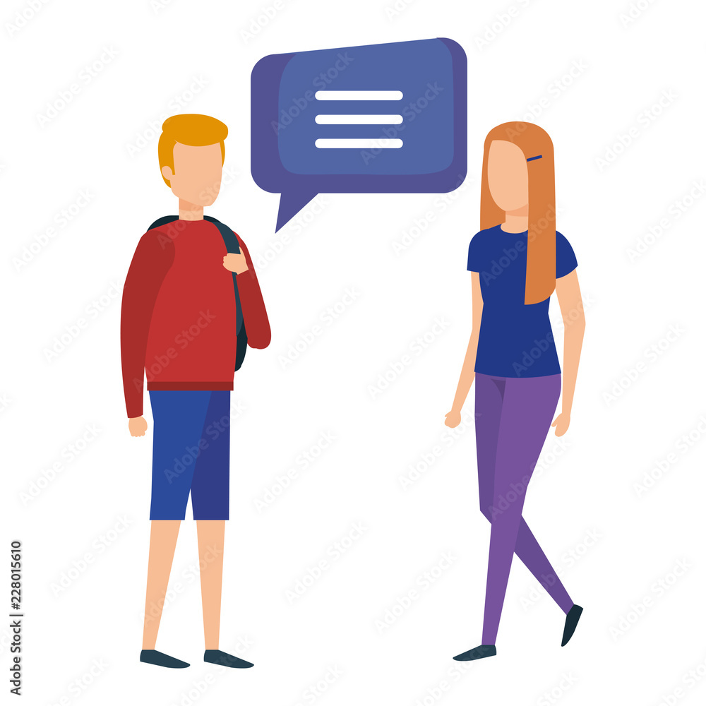 couple talking with speech bubble