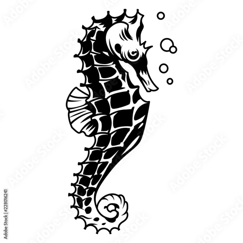 Vintage monochrome beautiful seahorse concept