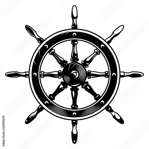 Vintage monochrome ship wheel concept