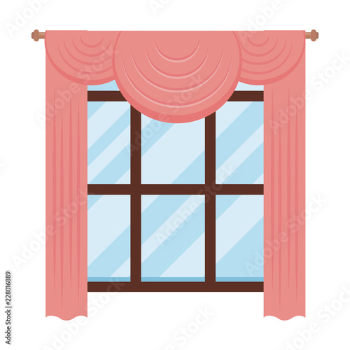 house window with courtain