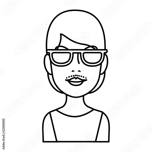 woman with facial hair with sunglasses