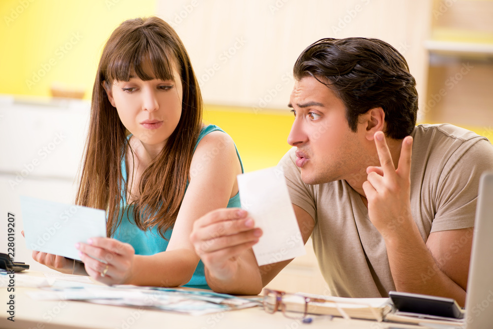 Young family struggling with personal finance Young family struggling with personal finance