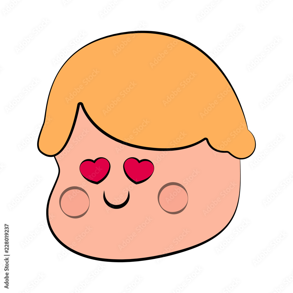 Happy cute boy avatar with heart shape eyes. Vector illustration design Happy cute boy avatar with heart shape eyes. Vector illustration design