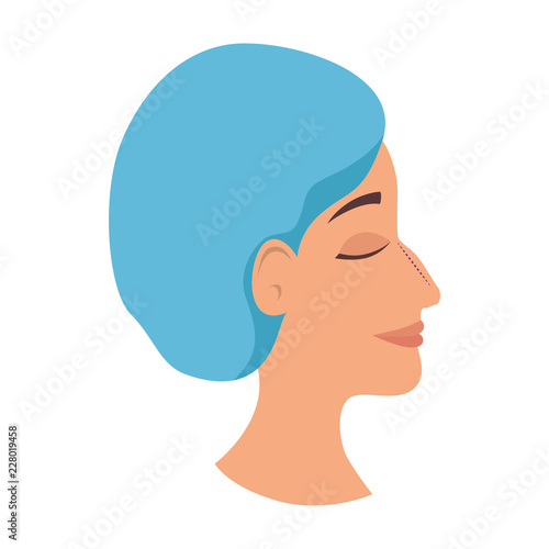 profile of woman with ugly nose and surgery cap