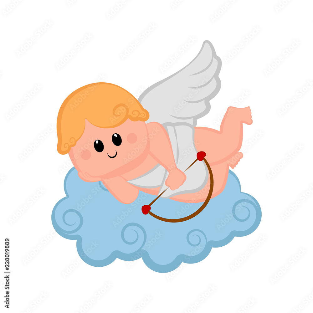 Cute cupid boy icon with bow and arrows. Valentine day. Vector illustration design Cute cupid boy icon with bow and arrows. Valentine day. Vector illustration design