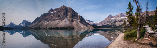 Bow Lake Panorama with Reflections