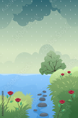 Rain Causing Flood Illustration