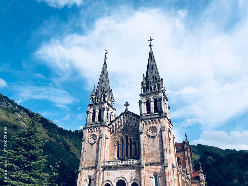 Landscape of the Basilica in Covadonga, Spain