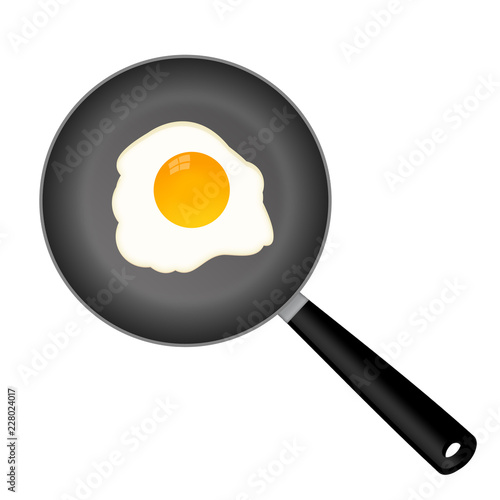 Fried egg on a frying pan
