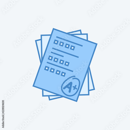 examination score pen 2 colored line icon. Simple dark and light blue element illustration. examination score pen concept outline symbol design from education set