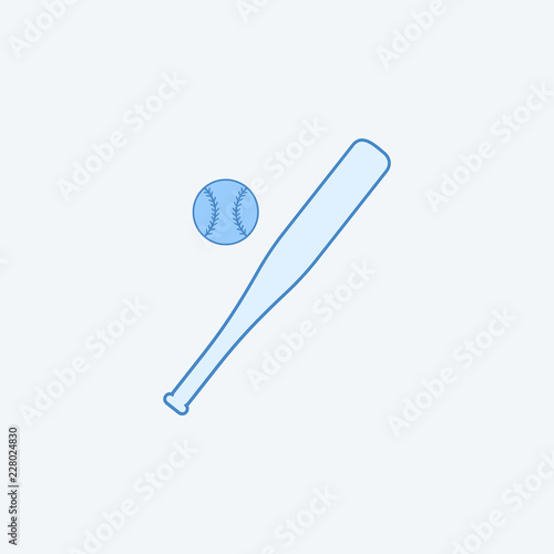 Baseball 2 colored line icon. Simple dark and light blue element illustration. Baseball concept outline symbol design from education set