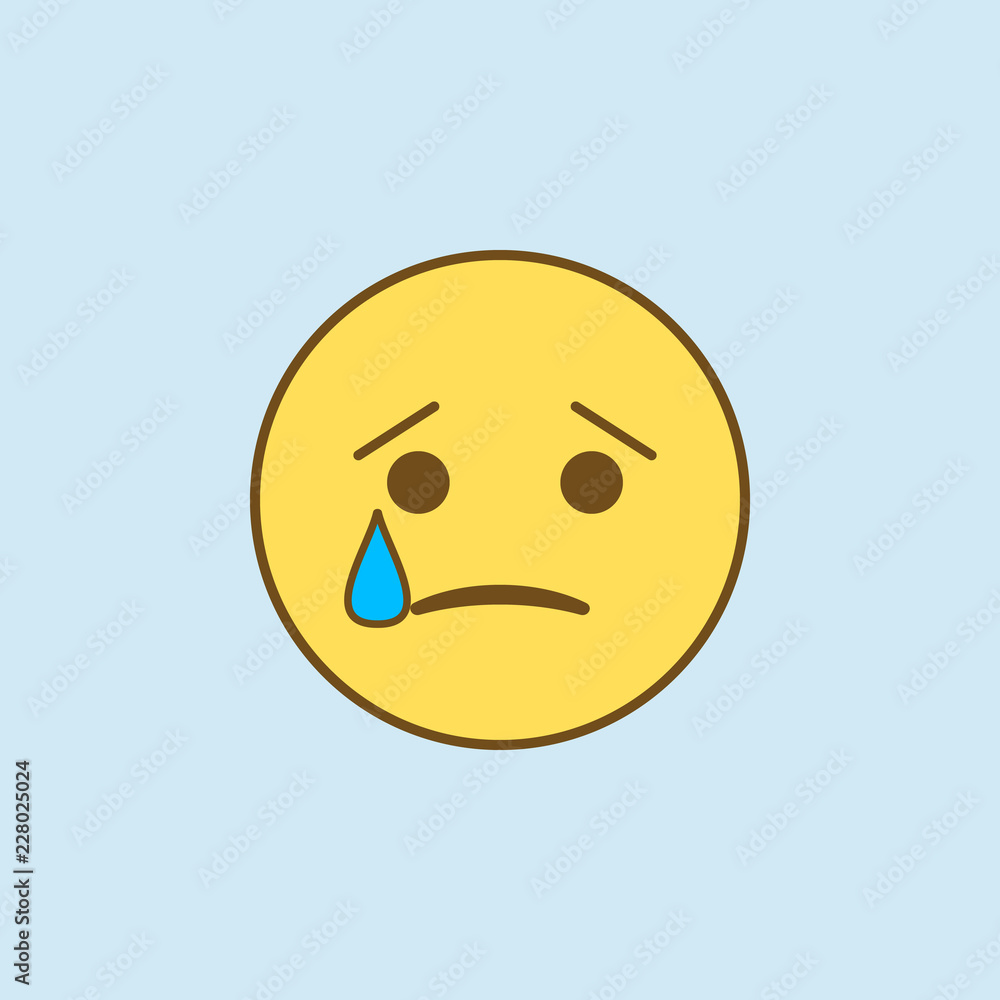 cry 2 colored line icon. Simple yellow and brown element illustration. cry concept outline symbol design from emoji set cry 2 colored line icon. Simple yellow and brown element illustration. cry concept outline symbol design from emoji set