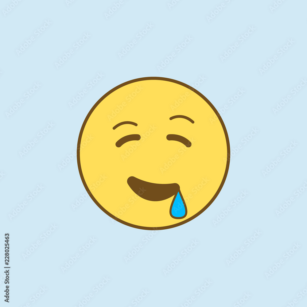 drooling 2 colored line icon. Simple yellow and brown element illustration. drooling concept outline symbol design from emoji set drooling 2 colored line icon. Simple yellow and brown element illustration. drooling concept outline symbol design from emoji set