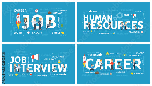 Recruitment set. Search for new office worker