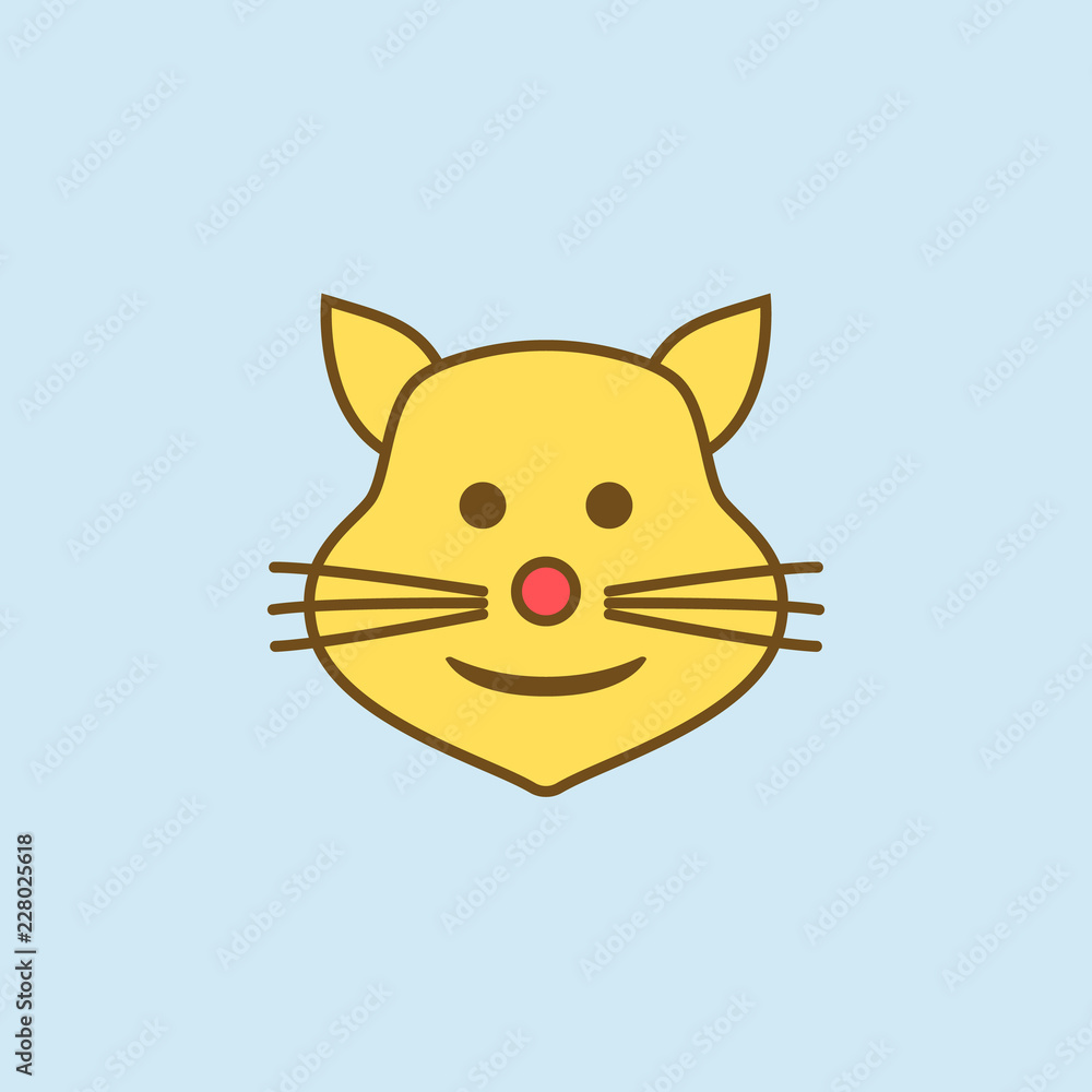 Obraz cat with a smile 2 colored line icon. Simple yellow and brown element illustration. cat with a smile concept outline symbol design from emoji set