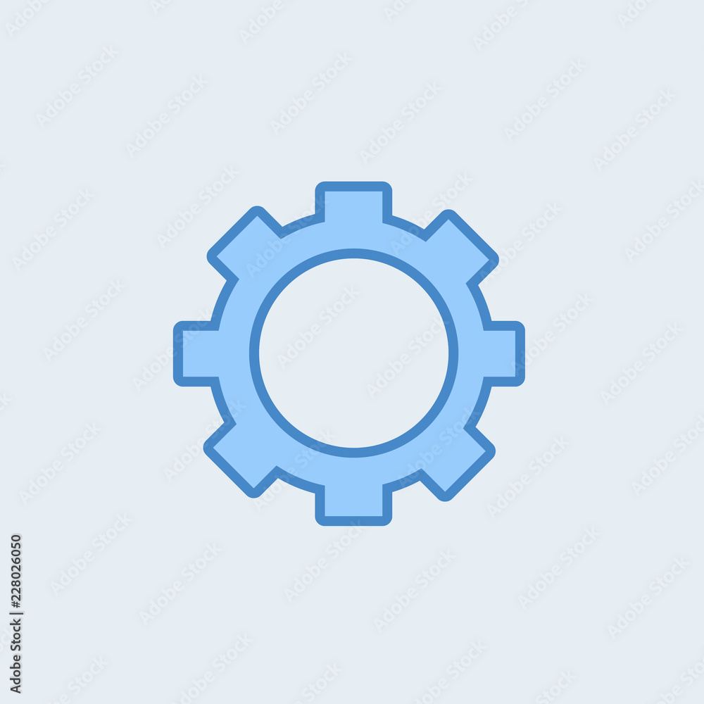 Gear icon on the white background