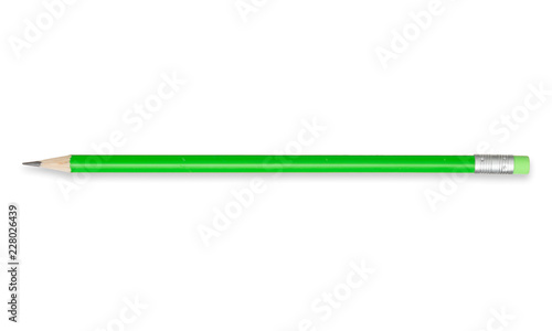 green pencil and erase white isolated background