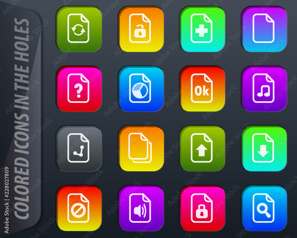 Documents icons set Documents icons set