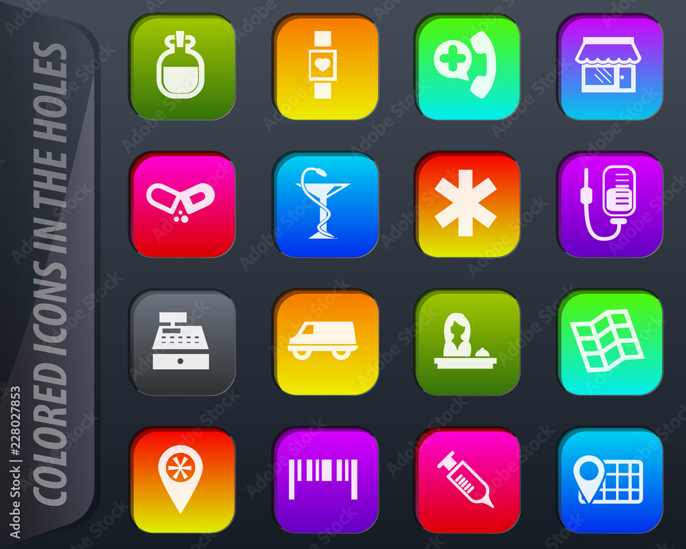 Drug store icons set Drug store icons set