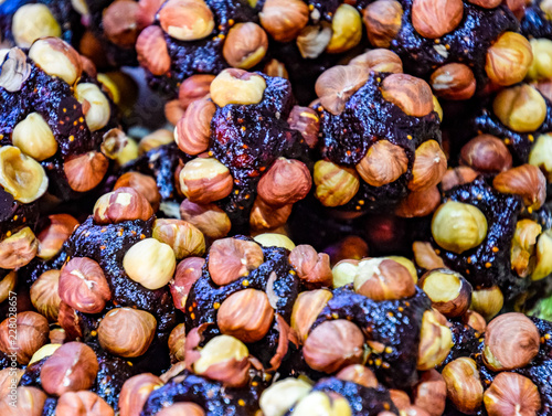 Slices of marmalade with hazelnuts. Hazelnut with sweets © eleonimages