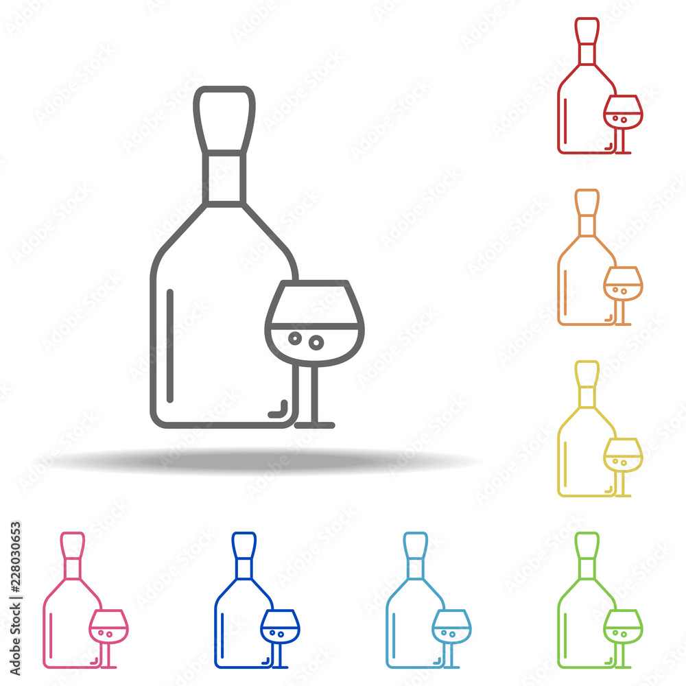 bottle and glass of cognac icon. Elements of Alcohol drink in multi ...