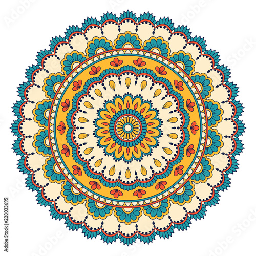 Ethnic ornamental mandala. Decorative design element. Hand drawn illustration